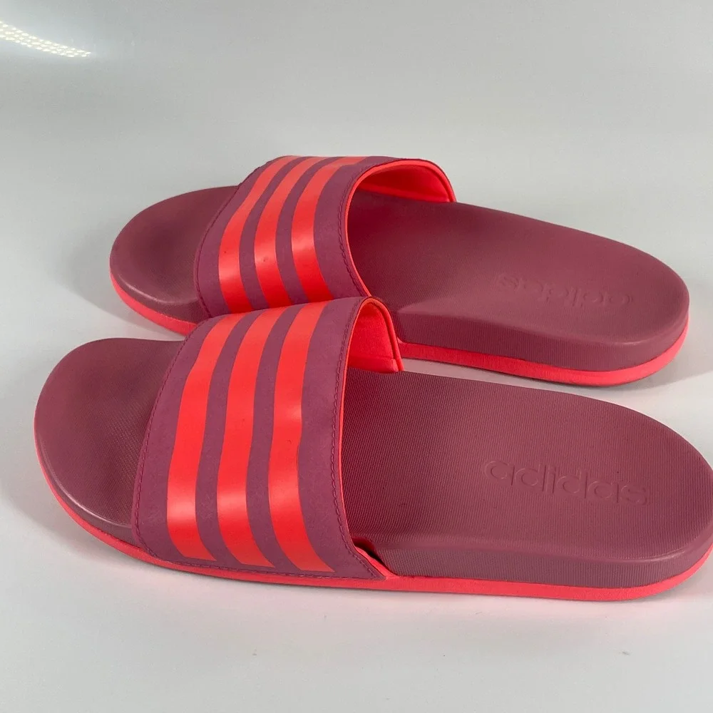 Adidas Kids Size 4 Adilette Shower Slides Water Sports Girls Turbo Pink Comfort